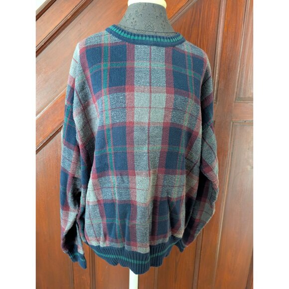 Vintage Croft & Barrow Plaid Sweater L Cotton/Acrylic Blend - Picture 1 of 6